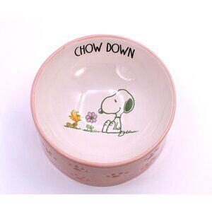 Rae Dunn X Peanuts "Chow Down" Snoopy And Woodstock Dog/Cat Food Bowl